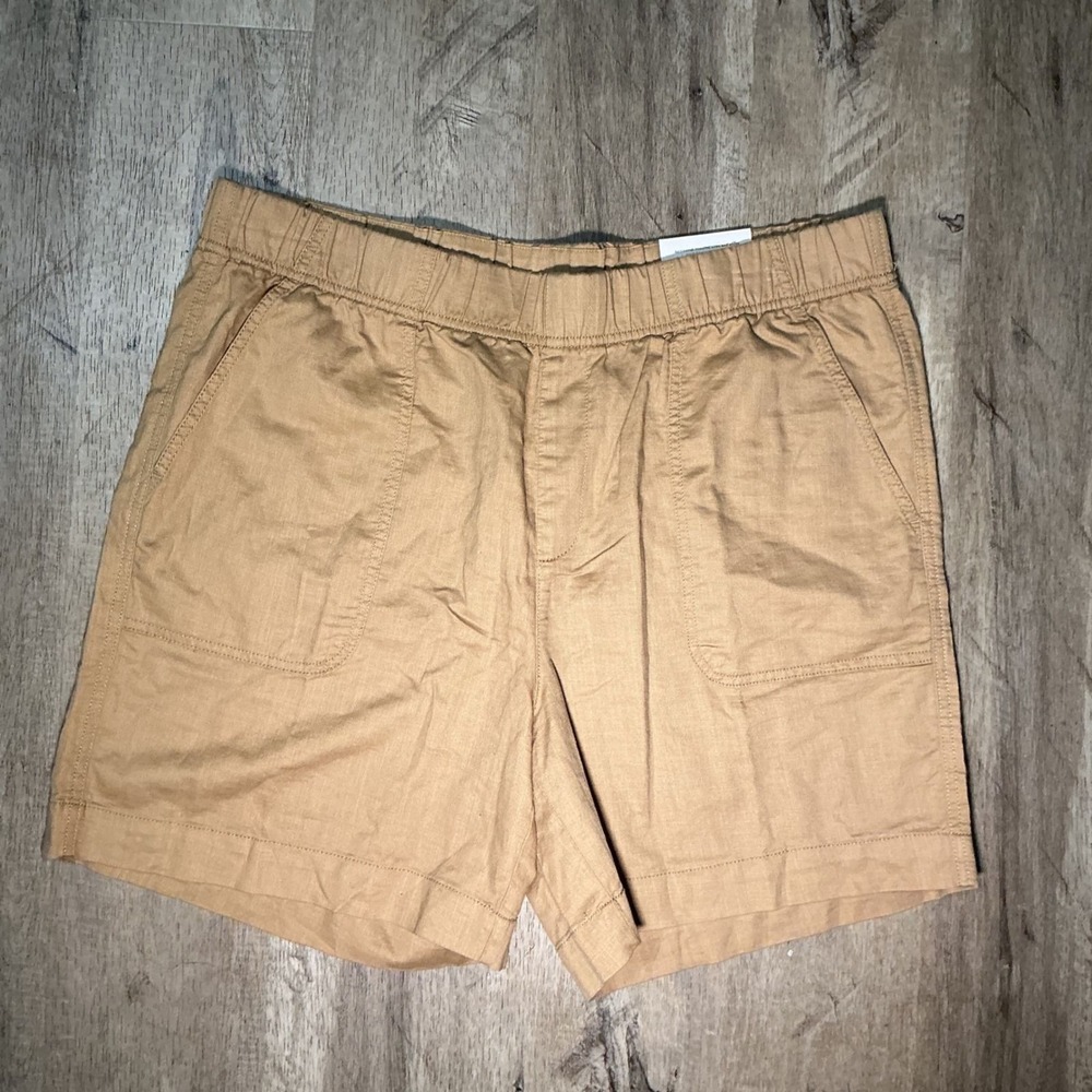 Chicos Khaki Tan Linen Cotton Shorts NWT Elastic Waist Casual Summer Bermuda 16